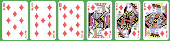 6 Card Diamonds Straight Flush