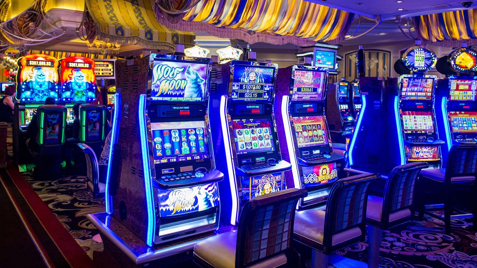 slot machines on a casino floor