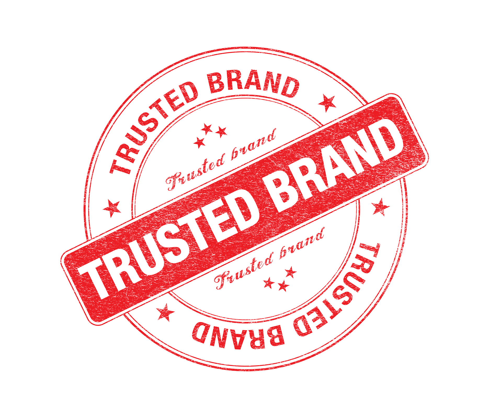 Red Trusted Brand Stamp On White