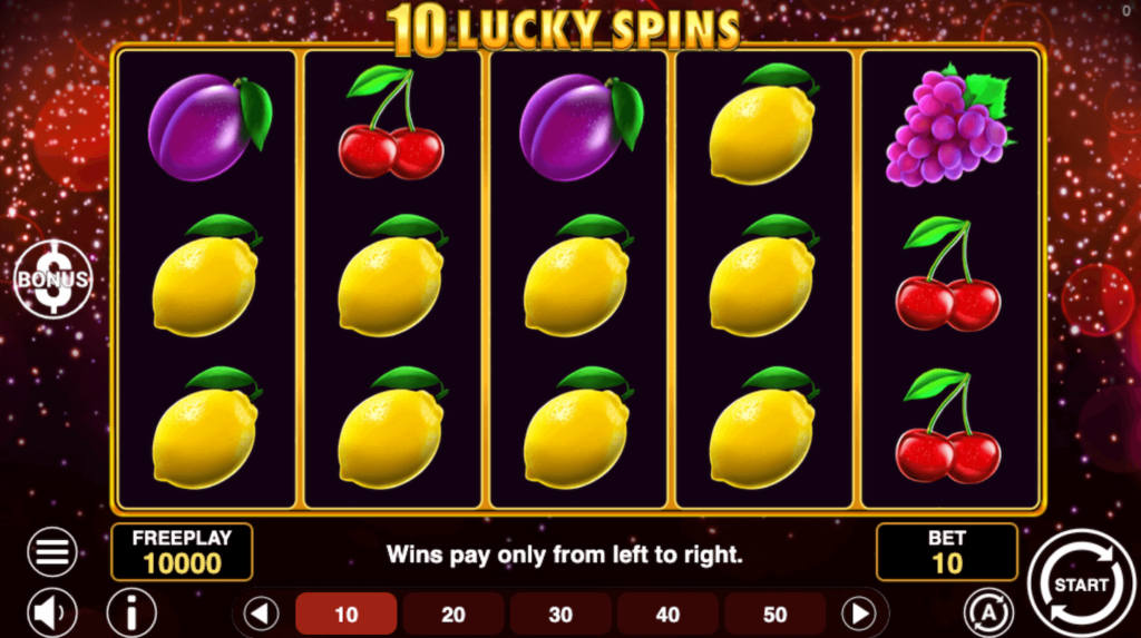 10 Lucky Spins Slot Screen