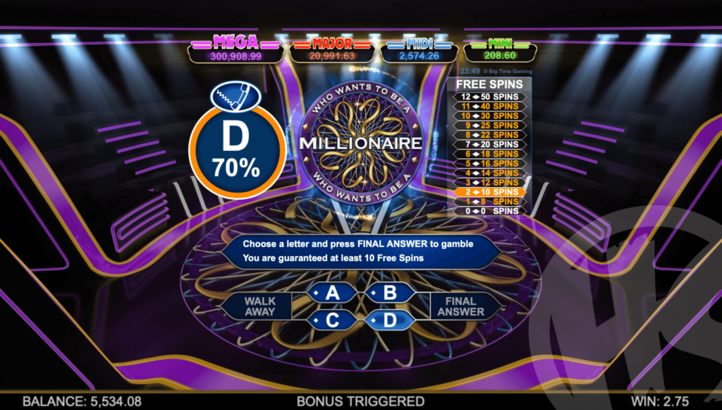 Who Wants To Be A Millionaire Megapays Free Spins