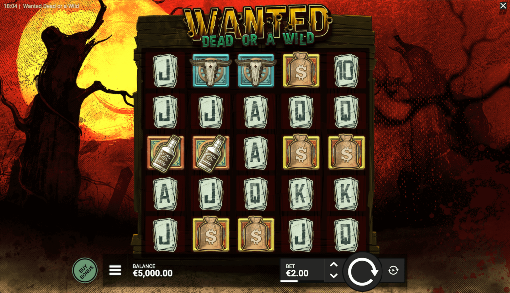 Wanted Dead Or A Wild Slot Screen
