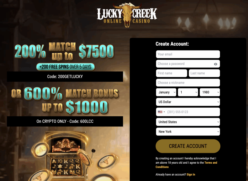 Lucky Creek Casino Offer