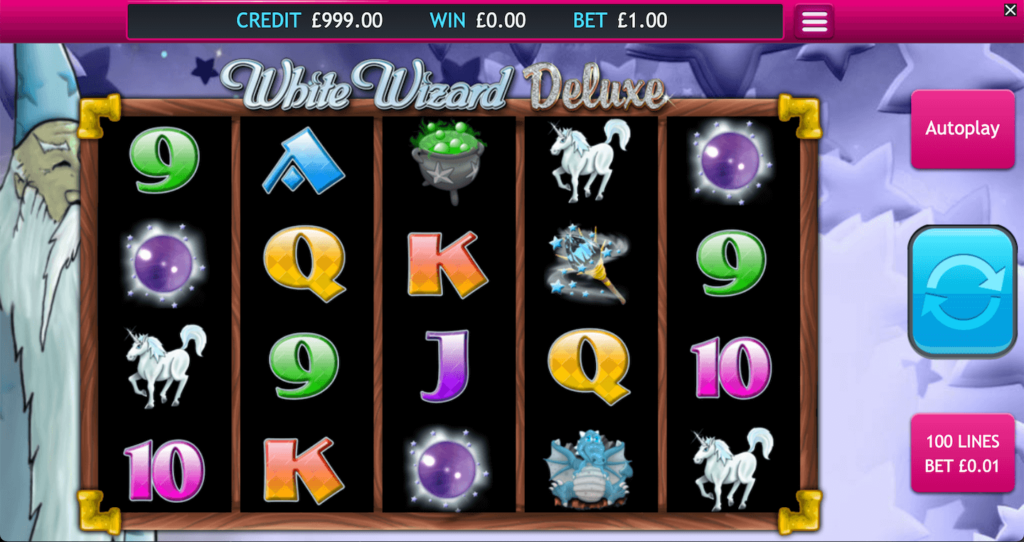 White Wizard Deluxe Slot Screen