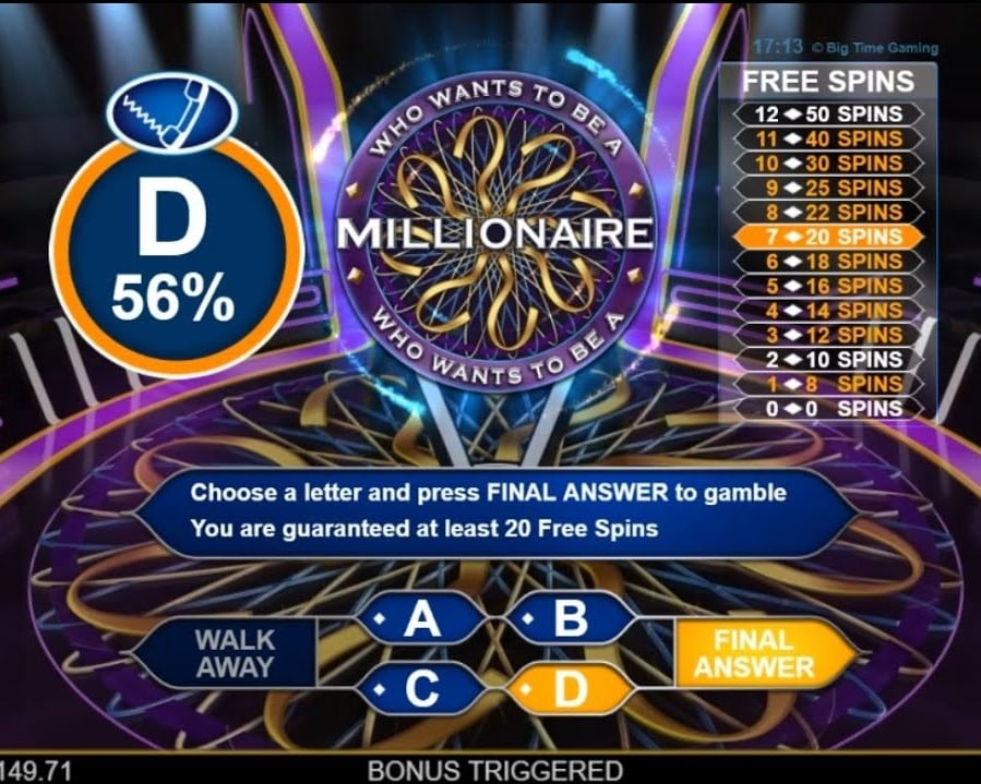 Who Wants To Be A Millionaire Megaways Free Spins