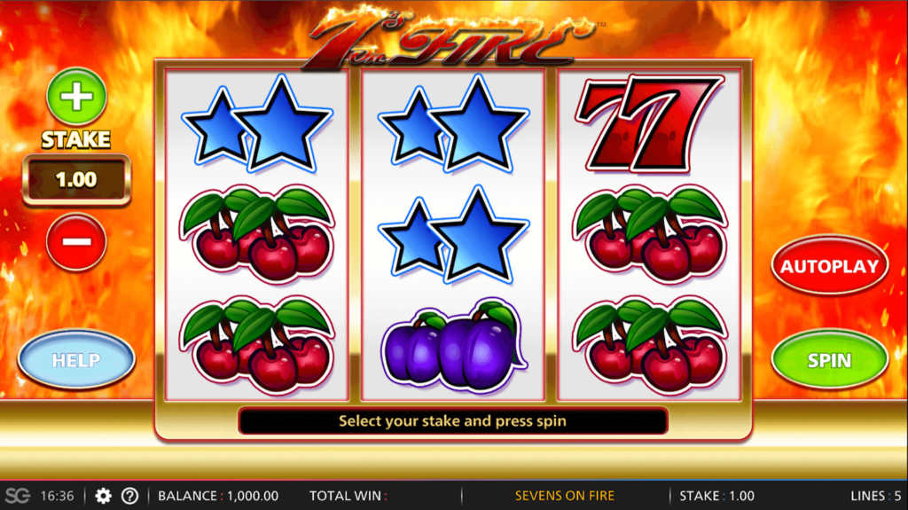 7S On Fire Slot Screen