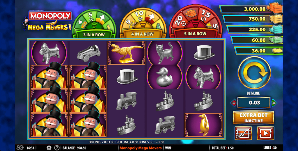 Monopoly Mega Movers Slot Screen