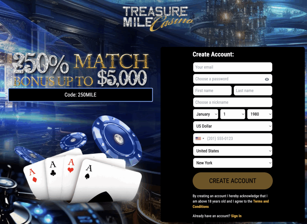 Treasure Mile Casino Offer