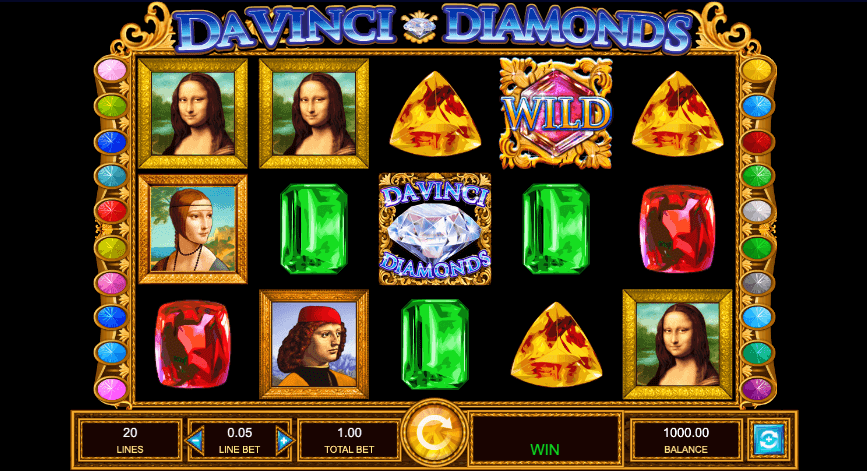 Da Vinci Diamond Slot Machine Screen