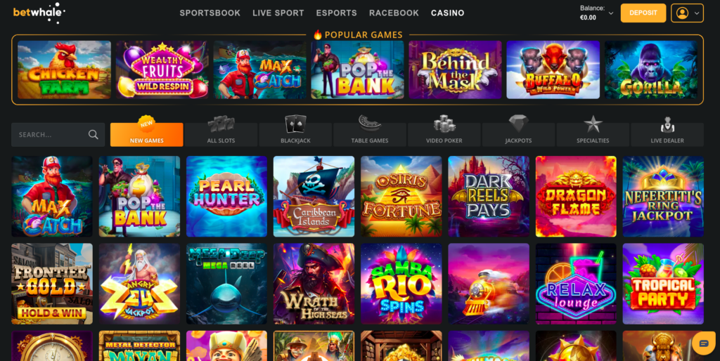 Betwhale Casino Section