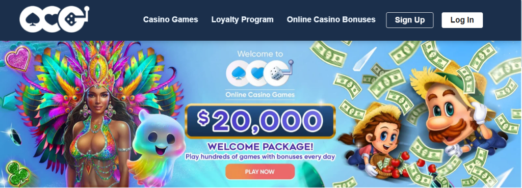 Onlinecasinogames.com Welcome Package Banner