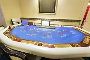 Ultimate texas hold 'em poker table at casino